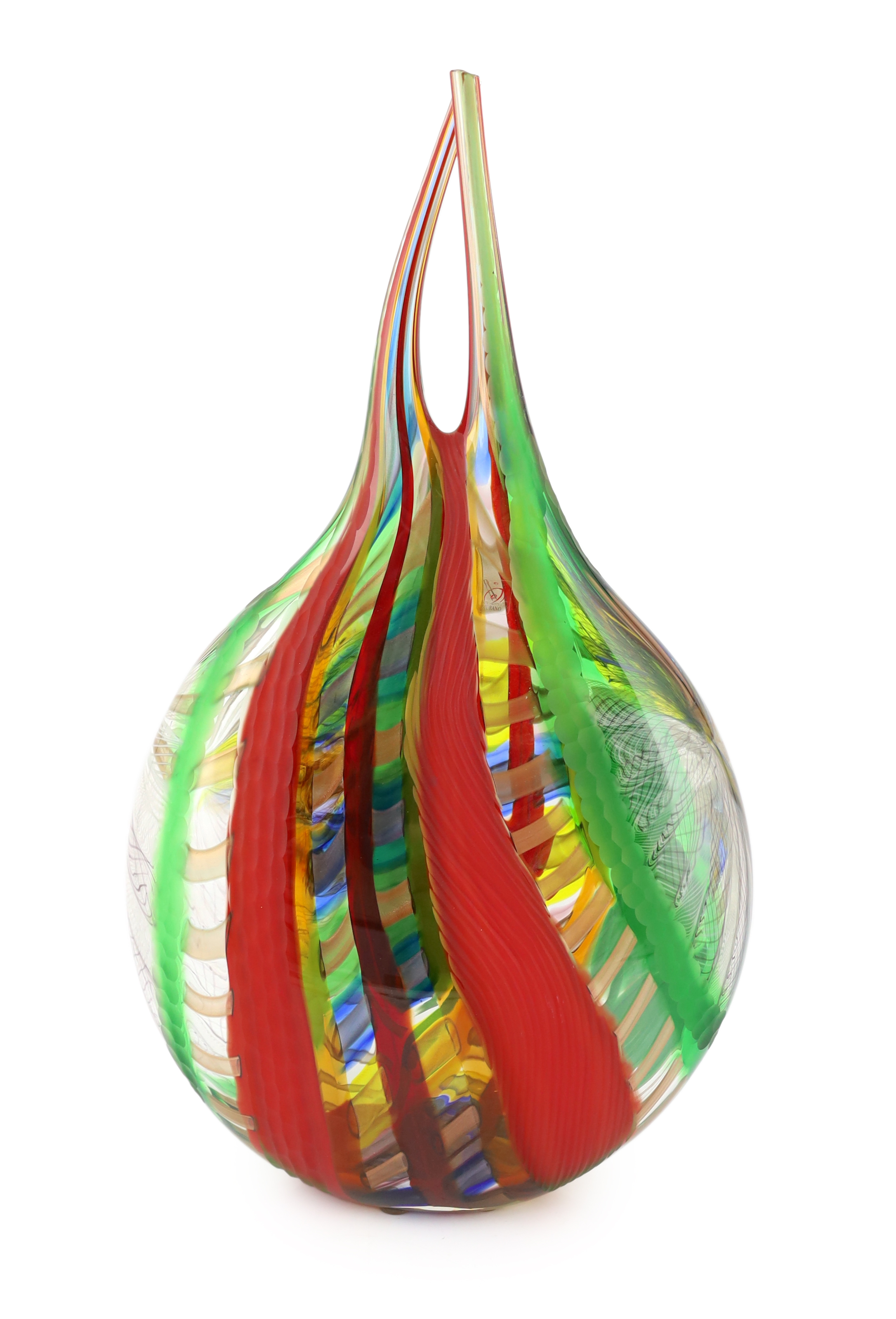 Gianluca Vidal (1976-), a tall Murano glass teardrop shaped vase